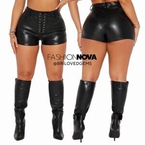 SOLD🚫 Fashion Nova Nikki Lace Up Faux Leather Short